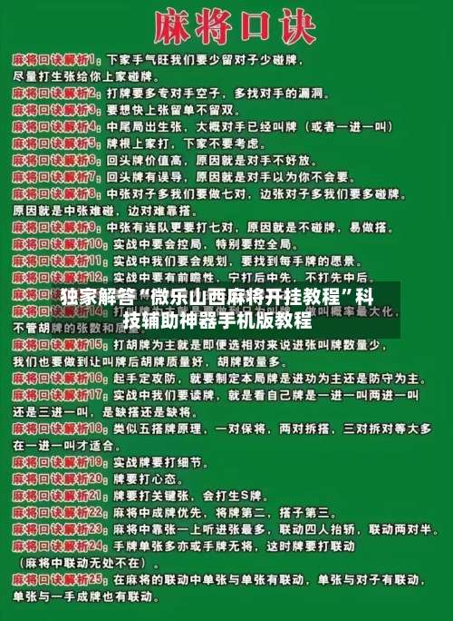 独家解答“微乐山西麻将开挂教程”科技辅助神器手机版教程-第2张图片