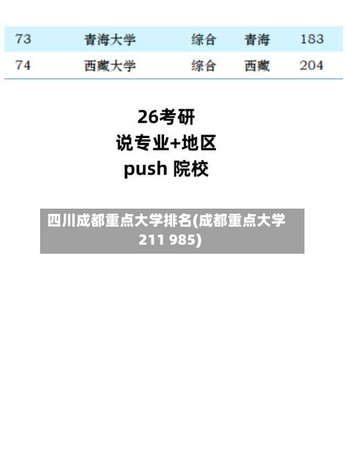 四川成都重点大学排名(成都重点大学211 985)-第2张图片