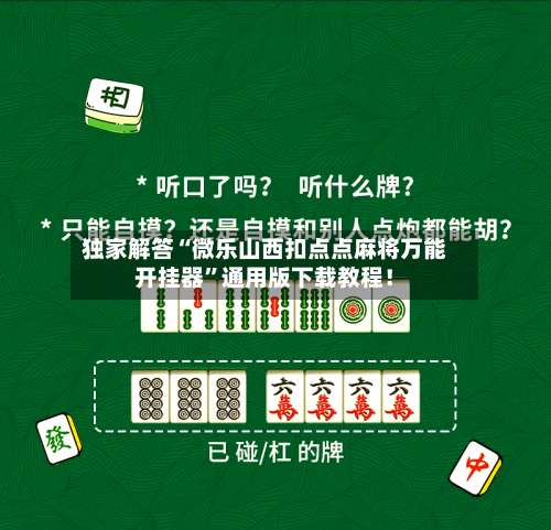 独家解答“微乐山西扣点点麻将万能开挂器”通用版下载教程！-第1张图片