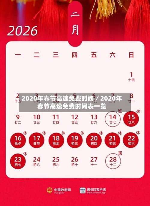 2020年春节高速免费时间/2020年春节高速免费时间表一览-第1张图片