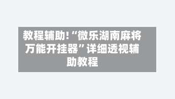 教程辅助!“微乐湖南麻将万能开挂器”详细透视辅助教程-第1张图片