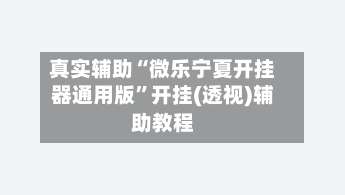 真实辅助“微乐宁夏开挂器通用版”开挂(透视)辅助教程-第2张图片