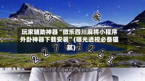玩家辅助神器“微乐四川麻将小程序外卦神器下载安装”(曝光透视必备猫腻)-第3张图片