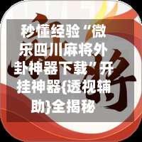 秒懂经验“微乐四川麻将外卦神器下载	”开挂神器{透视辅助}全揭秘-第2张图片