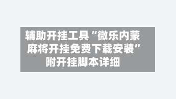 辅助开挂工具“微乐内蒙麻将开挂免费下载安装”附开挂脚本详细-第3张图片