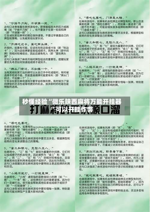 秒懂经验“微乐陕西麻将万能开挂器”可以开挂作弊-第1张图片