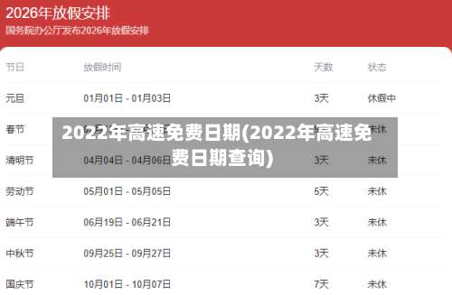2022年高速免费日期(2022年高速免费日期查询)-第2张图片