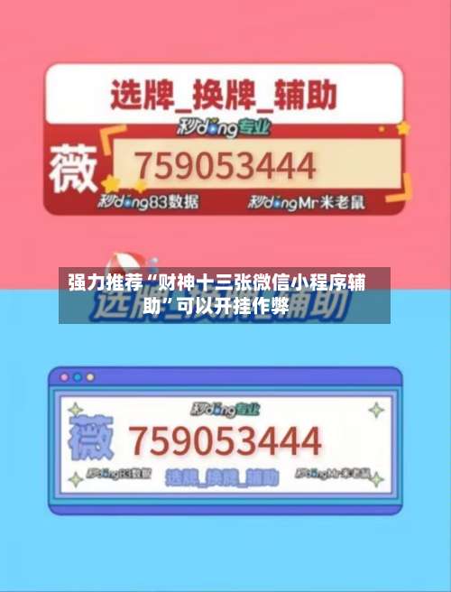 强力推荐“财神十三张微信小程序辅助”可以开挂作弊-第1张图片