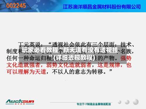 玩家必看教程“新天道有没有透视挂”(详细透视教程)-第1张图片