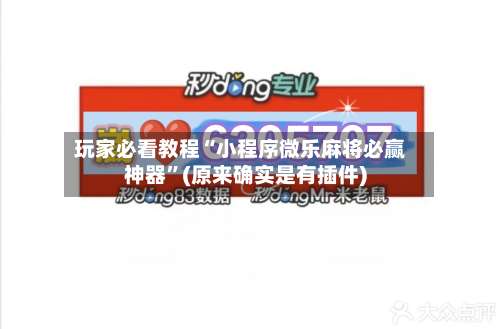 玩家必看教程“小程序微乐麻将必赢神器”(原来确实是有插件)-第1张图片