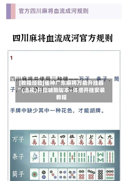 [教程经验]雀神广东麻将万能开挂器”(透视)开挂辅助脚本+详细开挂安装教程-第1张图片