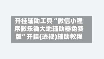 开挂辅助工具“微信小程序微乐锄大地辅助器免费版”开挂(透视)辅助教程-第1张图片
