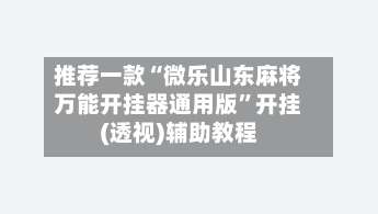 推荐一款“微乐山东麻将万能开挂器通用版	”开挂(透视)辅助教程-第2张图片