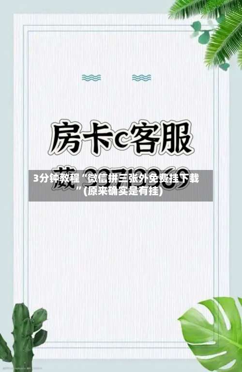 3分钟教程“微信拼三张外免费挂下载”(原来确实是有挂)-第1张图片