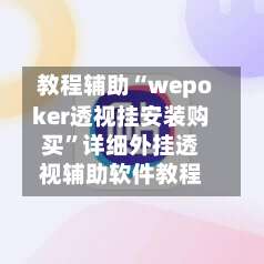 教程辅助“wepoker透视挂安装购买”详细外挂透视辅助软件教程-第1张图片