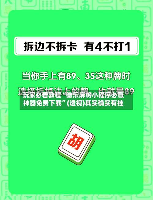 玩家必看教程“微乐麻将小程序必赢神器免费下载”(透视)其实确实有挂-第2张图片