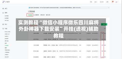实测教程“微信小程序微乐四川麻将外卦神器下载安装”开挂(透视)辅助教程-第2张图片