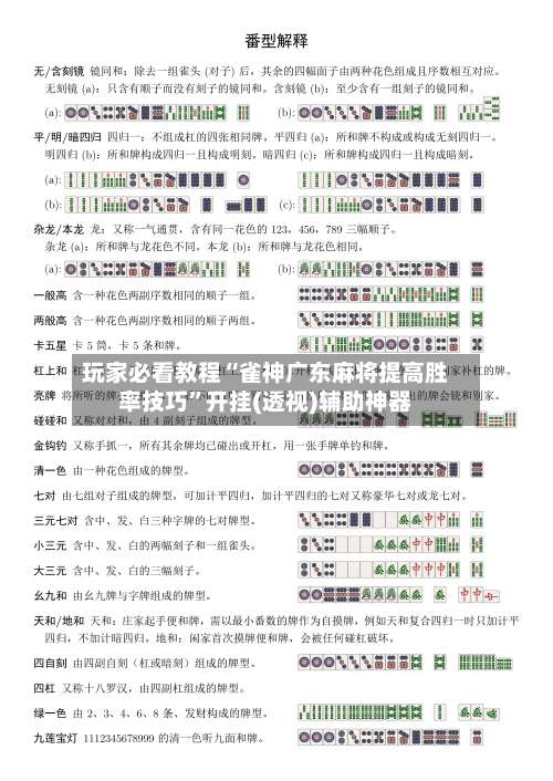 玩家必看教程“雀神广东麻将提高胜率技巧”开挂(透视)辅助神器-第1张图片